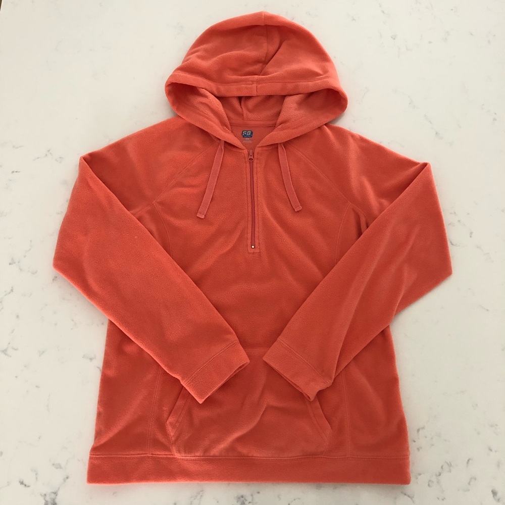 SJB Active Fleece Quarter-zip Long-sleeve Hooded Sweatshirt Orange, Small